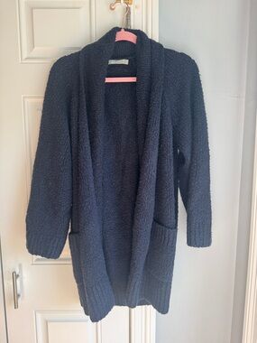 Vince Wool Cardigan: Cozy Open-Front Navy Bouclé Sweater Cardigan